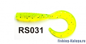 Curly Tail 2"  цвет RS-031- лимон с зелеными блестками    (уп.-10шт.)